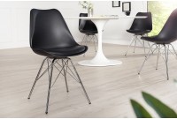 Ensemble de 4 chaises style scandinaves en simili cuir noir et piétement métallique