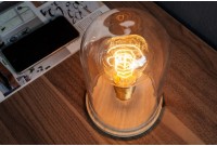 Lampe à poser design rétro en bois et verre