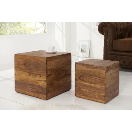 Table d'appoint en bois massif design carré
