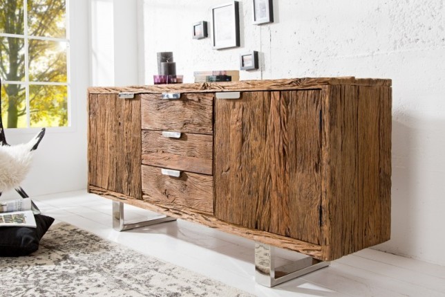 Enfilade design 2 portes 3 tiroirs en bois massif