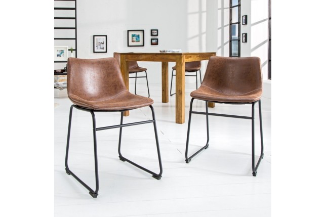 2 tabourets de bar design coloris brun