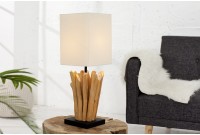 Lampe à poser de 15 cm en bois flotté coloris blanc