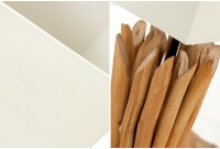 Lampe à poser de 15 cm en bois flotté coloris blanc