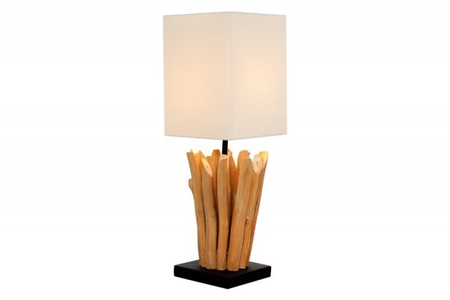 Lampe à poser de 15 cm en bois flotté coloris blanc