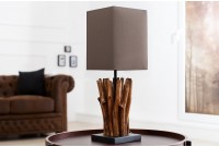 Lampe à poser de 15 cm en bois flotté coloris brun gris