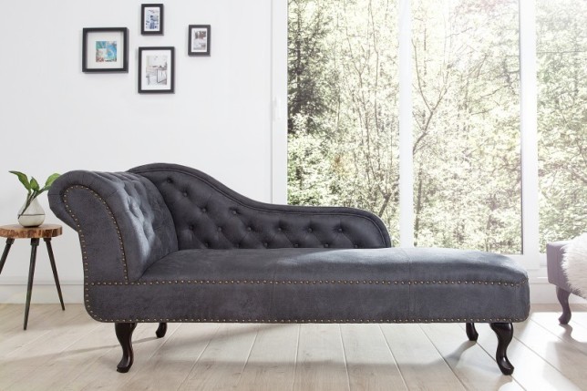 Meridienne Chesterfield en microfibre gris