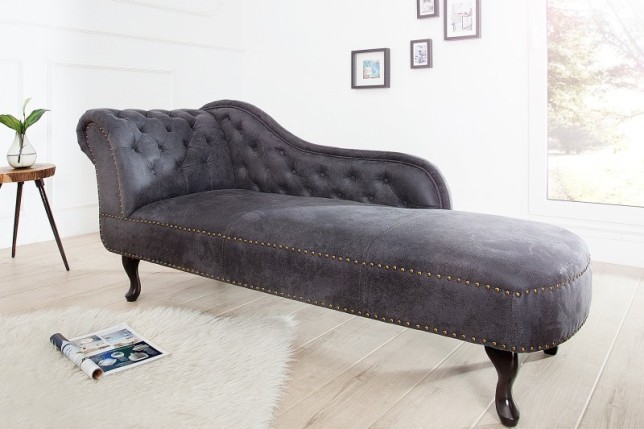 Meridienne Chesterfield en microfibre gris