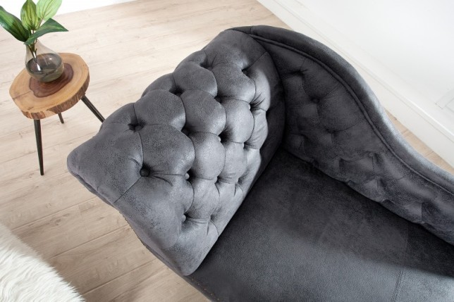 Meridienne Chesterfield en microfibre gris