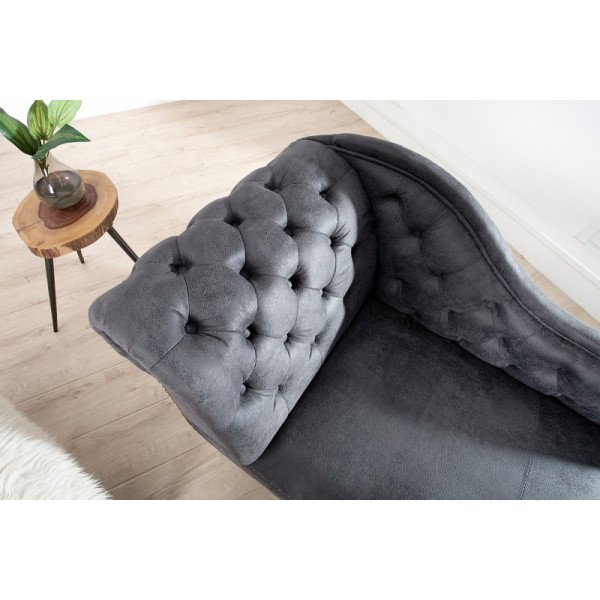 Meridienne Chesterfield en microfibre gris