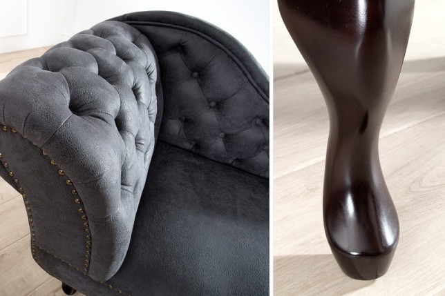 Meridienne Chesterfield en microfibre gris