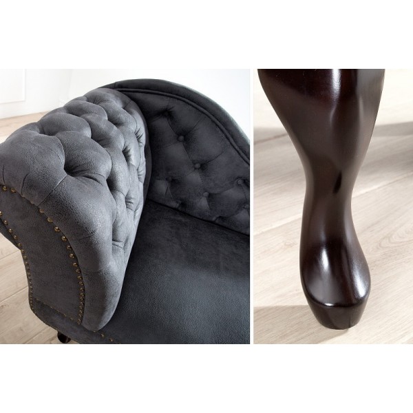 Meridienne Chesterfield en microfibre gris