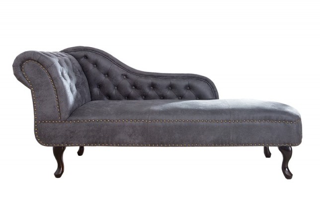 Meridienne Chesterfield en microfibre gris