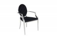 Chaise de salle à manger design baroque en velours noir, capitonné