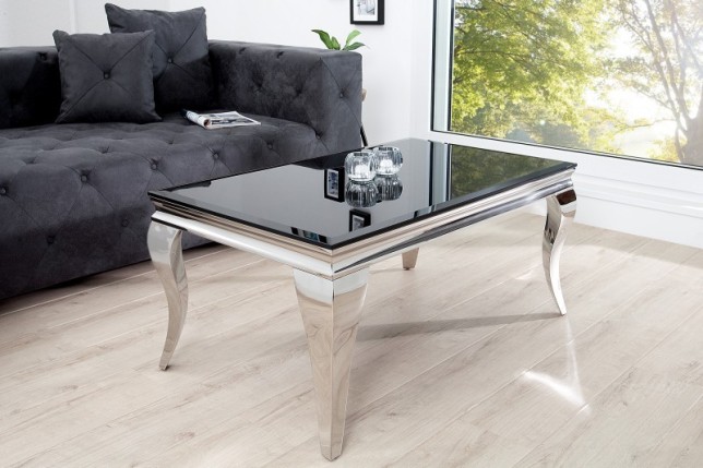 Table basse noir/argenté de style baroque 100 cm