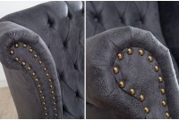 Fauteuil design Chesterfield coloris gris capitonné