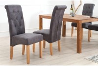 Ensemble de 2 chaises Chesterfield gris style capitonné