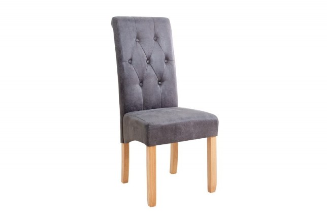 Ensemble de 2 chaises Chesterfield gris style capitonné