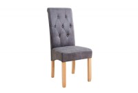 Ensemble de 2 chaises Chesterfield gris style capitonné