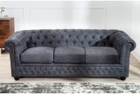Canapé Chesterfield 3 places en microfibre gris