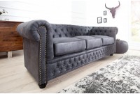 Canapé Chesterfield 3 places en microfibre gris