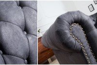 Canapé Chesterfield 3 places en microfibre gris