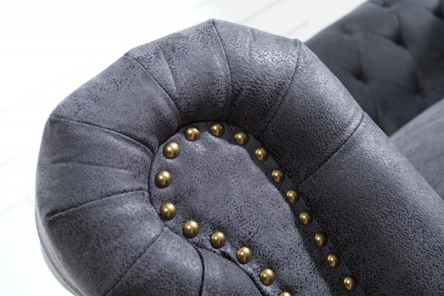 Canapé Chesterfield 3 places en microfibre gris