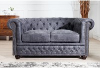Canapé Chesterfield en microfibre gris