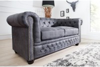 Canapé Chesterfield en microfibre gris