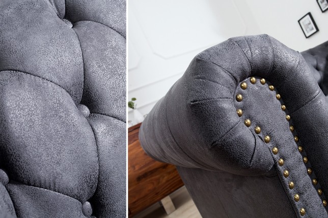 Canapé Chesterfield en microfibre gris