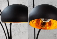Lampadaire sur pied design arc 5 boules en métal teinté noir et doré