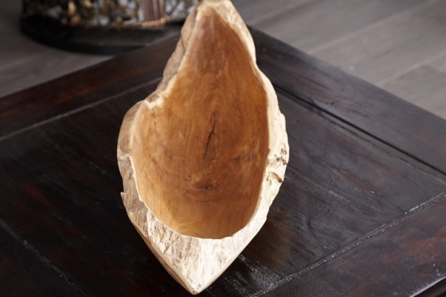 Grand Bol Décoratif 60cm en Bois de Teck Massif - Centre de Table Artisanal