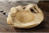 Corbeille de fruit design naturel de 40 cm en bois du teck massif