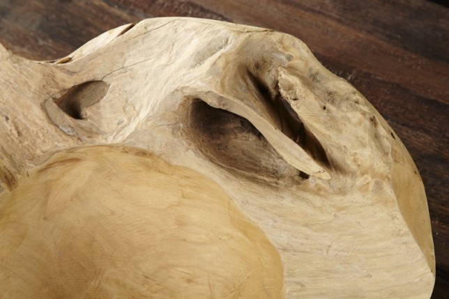Corbeille de fruit design naturel de 40 cm en bois du teck massif
