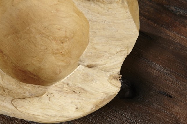 Corbeille de fruit design naturel de 40 cm en bois du teck massif