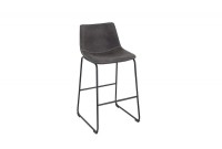 Lot de 2 tabourets de bar design vintage coloris gris en microfibre
