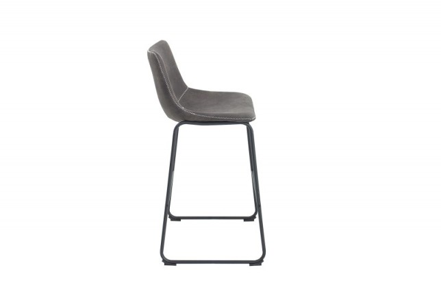Lot de 2 tabourets de bar design vintage coloris gris en microfibre