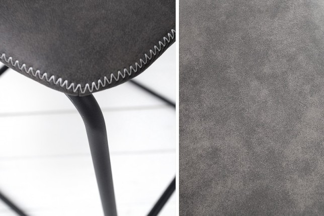 Lot de 2 tabourets de bar design vintage coloris gris en microfibre
