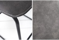 Lot de 2 tabourets de bar design vintage coloris gris en microfibre
