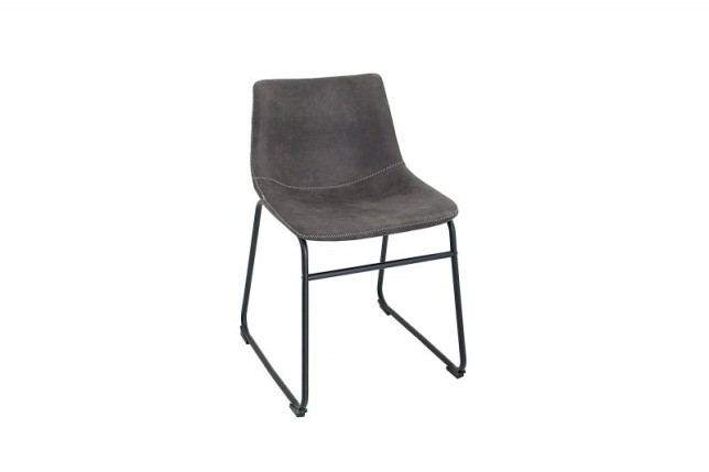 Lot de 2 chaises de salle à manger design vintage coloris gris en microfibre