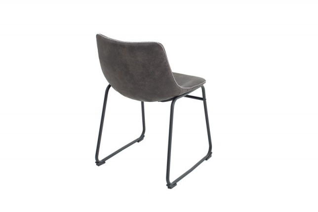 Lot de 2 chaises de salle à manger design vintage coloris gris en microfibre