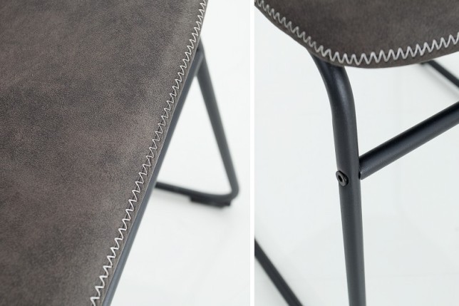 Lot de 2 chaises de salle à manger design vintage coloris gris en microfibre