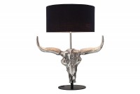 Lampe à poser design crâne de taureau coloris argenté et noir
