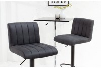 Lot de 2 tabourets de bar design coloris gris vintage en microfibre