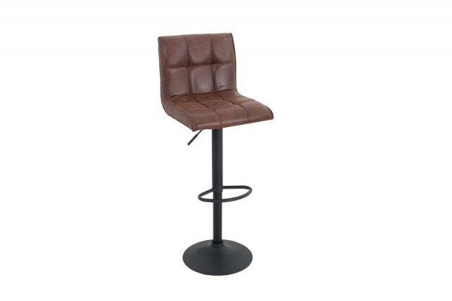 Lot de 2 tabourets de bar contemporain coloris brun vintage en microfibre