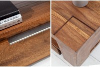 Meuble tv moderne 135cm design en bois massif avec rangement coloris naturel