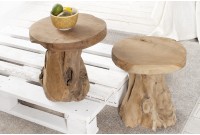 Table d'appoint design naturel de 40cm en bois massif