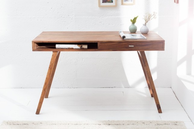 Table de bureau design rétro de 120cm à un tiroir et une niche