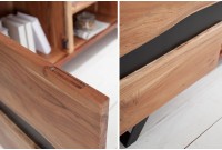 Meuble tv design coloris naturel et noir à 2 portes et 2 niches