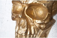 Sculpture murale design crâne humain en aluminium coloris doré