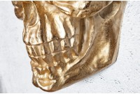 Sculpture murale design crâne humain en aluminium coloris doré
